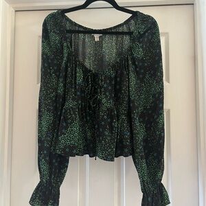 Elegant Green and Black Blouse